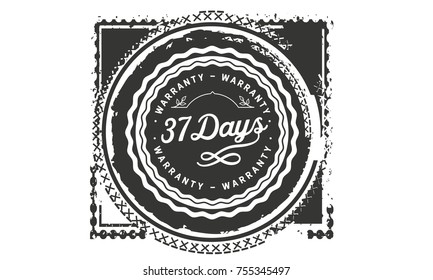 37 days warranty icon vintage rubber stamp guarantee