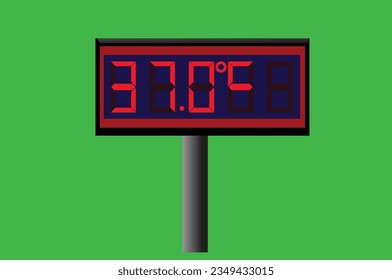37 degree celsius on digital thermometer or temperature indicator