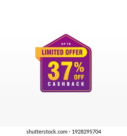 37 discount, Sales Vector badges for Labels, , Stickers, Banners, Tags, Web Stickers, New offer. Discount origami sign banner