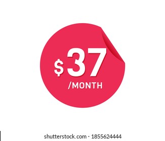 $37 Dollar Month. 37 USD Monthly sticker