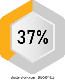 37% hexagon percentage diagram  ready-to-use for web design, user interface (UI) or infographic - indicator with yellow