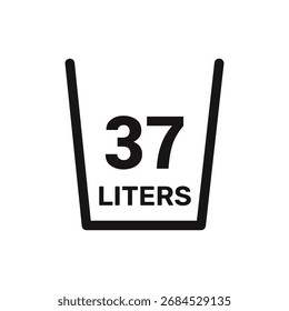 37 liters icon vector liquid measure vector white background