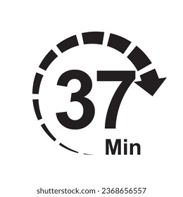 37 minute timer clock icon vector illustration eps