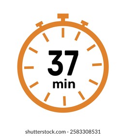 37 minute Timer, clock, icon vector stopwatch isolated icons. Countdown timer symbol.