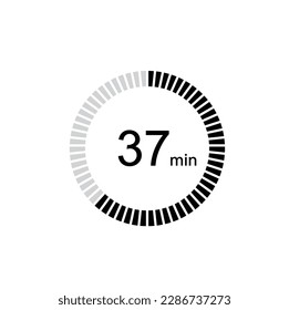 The 37 minutes, stopwatch vector icon, digital timer. clock and watch, timer, countdown symbol.