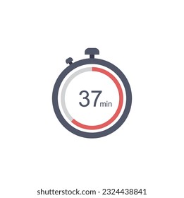 37 minutes timer icon, 37 min digital timer. Clock and watch, timer, countdown.