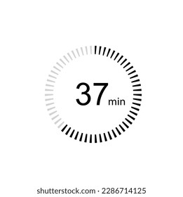 37 minutes timer icon,37 min digital timer. Clock and watch, timer, countdown.