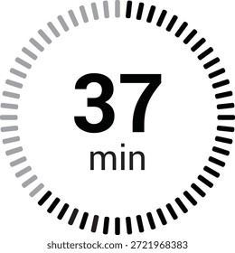 cronômetro cronômetro de 37 minutos ou contagem regressiva ícone vetor isolado no fundo branco