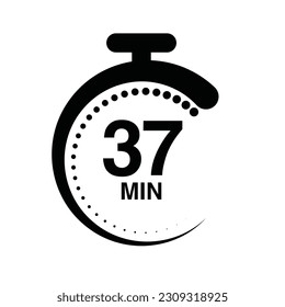 37 minutes timer stopwatch vector illustration isolated on white background.