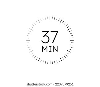 Relojes de 37 minutos, vectores de iconos de temporizador 37 minutos