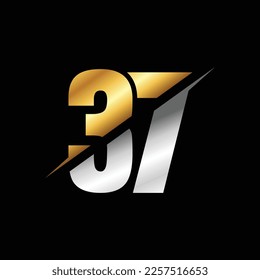 37 Number Luxury Logo Design Template Inspiration, Vector Illustration.