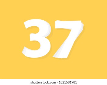 37 Number vector, modern layers design font. Eps10 illustration             