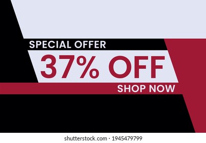 37% off Modern concept design. Sale banner template design, Big sale special offer. End of season special offer banner
