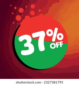 37% off per cent, percentage number in a colored circle, promotion, big sale, colorful background