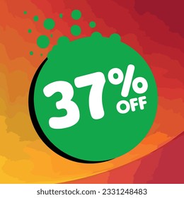 37% off per cent, percentage number in a colored circle, promotion, big sale, colorful background