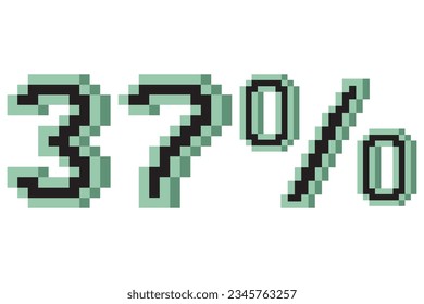 37 percent with pixel art 3d. Vector illustration