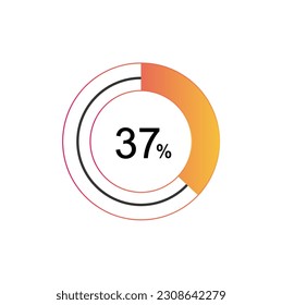 37 Percentage diagrams, pie chart for Your documents, reports, 37% circle percentage diagrams for infographics.