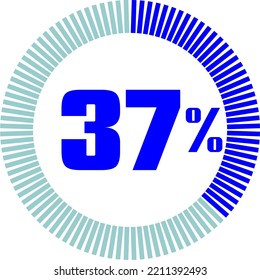37 Percentage with Round Pie Chart. Economy, medical, sport and speed concept