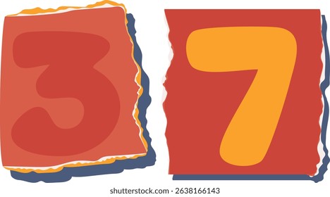 37 Retro torn paper number Design art