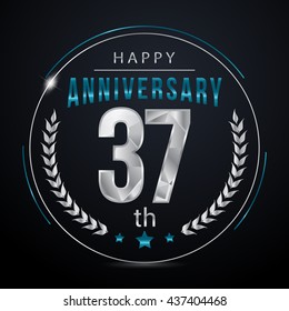 37 Silver anniversary logo, low poly design number