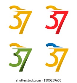 37 stock icon, number 37. flat design. colored icon