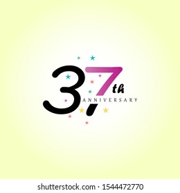 37 th anniversary logo design vector template