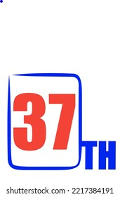 37 th Ordinal Numbers counting vector art illustration with fantastic font and blue red color - 37 th anniversary - happy birthday