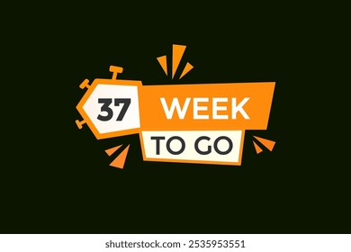 37 semana para ir, ícone, stile, temporizador, contagem regressiva, relógio, tempo, fundo, modelo, 37 semana para ir contagem regressiva, adesivo, banner esquerdo, negócio, venda, botão de etiqueta
