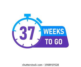 37 Weeks to go labels on white background