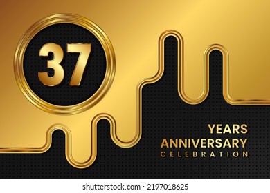 37 Year Anniversary celebration template design. Golden Anniversary, vector illustration.