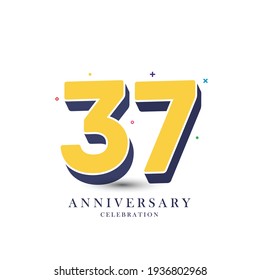 Ilustración de diseño de plantillas vectoriales de celebración de 37 años