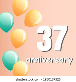 37 year anniversary celebration, vector design for celebrations, invitation cards and greeting cards
