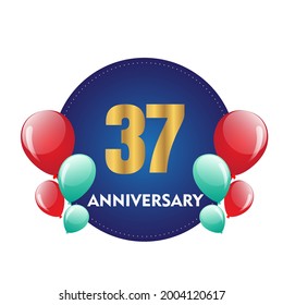 37 year anniversary celebration, vector design for celebrations, invitation cards and greeting cards