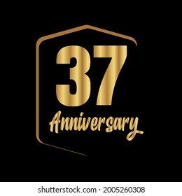 Celebración del 37 aniversario, diseño vectorial para celebraciones, tarjetas de invitación y tarjetas de felicitación