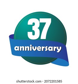 Celebración del 37 aniversario, diseño vectorial para celebraciones, tarjetas de invitación y tarjetas de felicitación