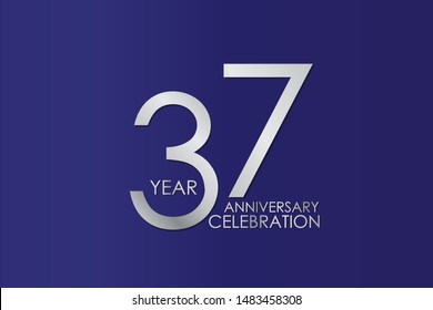 37 Year Anniversary Silver Color on Blue Background, For Invitation, banner, ads, greeting card - Vector