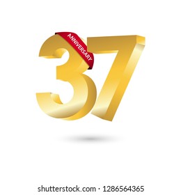 37 Year Anniversary Vector Template Design Illustration