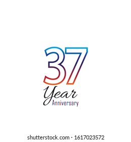 37 Year Anniversary Vector Template Design Illustration elegant blue and orange.