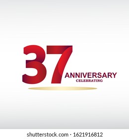 37 Year Anniversary Vector Template Design Illustration