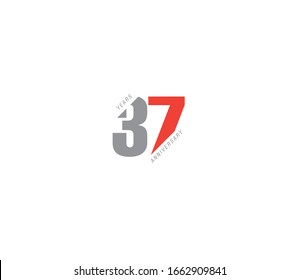 37 years anniversary or birthday celebration design template Vector.