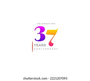 37 years anniversary or birthday celebration design template Vector.	