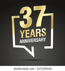 37 Years Anniversary Celebrating Gold White Stock Vector (Royalty Free ...