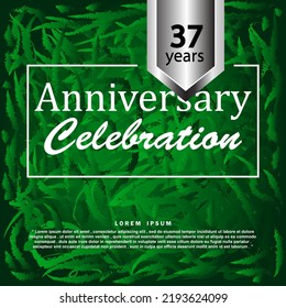 37 Years anniversary celebration 3d vector template design illustration