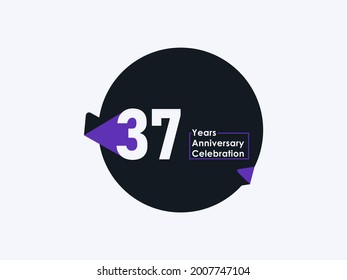 37 Years Anniversary Celebration badge with banner image isolated on white background