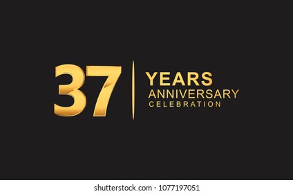 37 years anniversary celebration design with golden color isolated on black background for celebration event