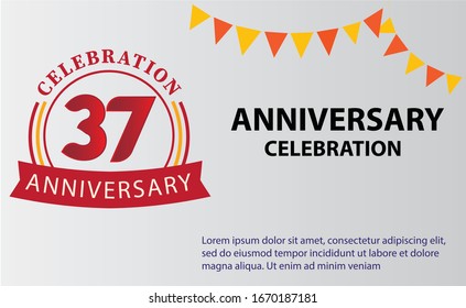 37 years anniversary celebration logo vector template design 