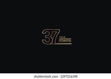 37 years anniversary celebration logotype. anniversary logo with golden and Spark light white color isolated on black background, vector design for celebration, invitation, greeting card-vector