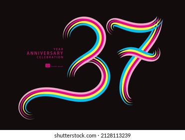 37 years anniversary celebration logotype colorful line vector, 37th birthday logo, 37 number, Banner template, vector design template elements for invitation card and poster, t shirt design vector