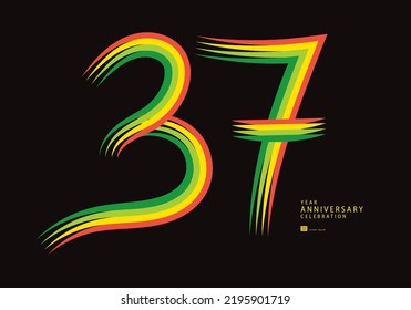 37 years anniversary celebration logotype colorful line vector, 37th birthday logo, 37 number design, Banner template, logo number elements for invitation card, poster, t-shirt.