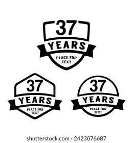 37 years anniversary celebration logotype. 37th anniversary logo collection. Set of anniversary design template. Vector illustration.